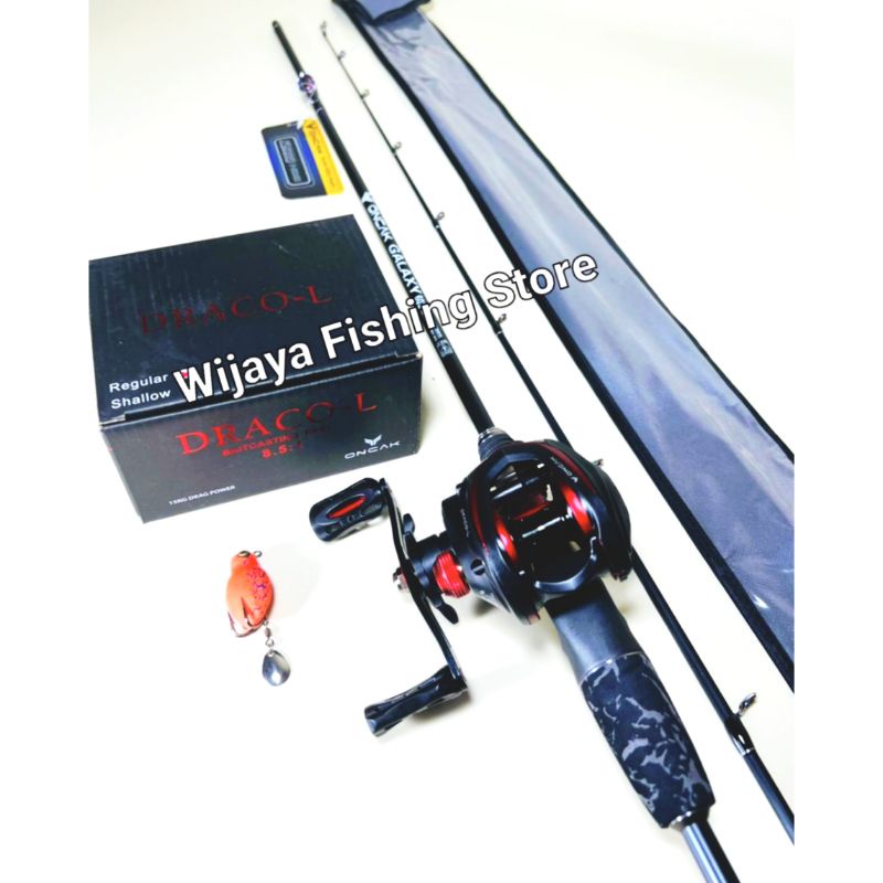 set joran casting ONCAK GALAXY BC 602(180) dan reel casting oncak DRACO L