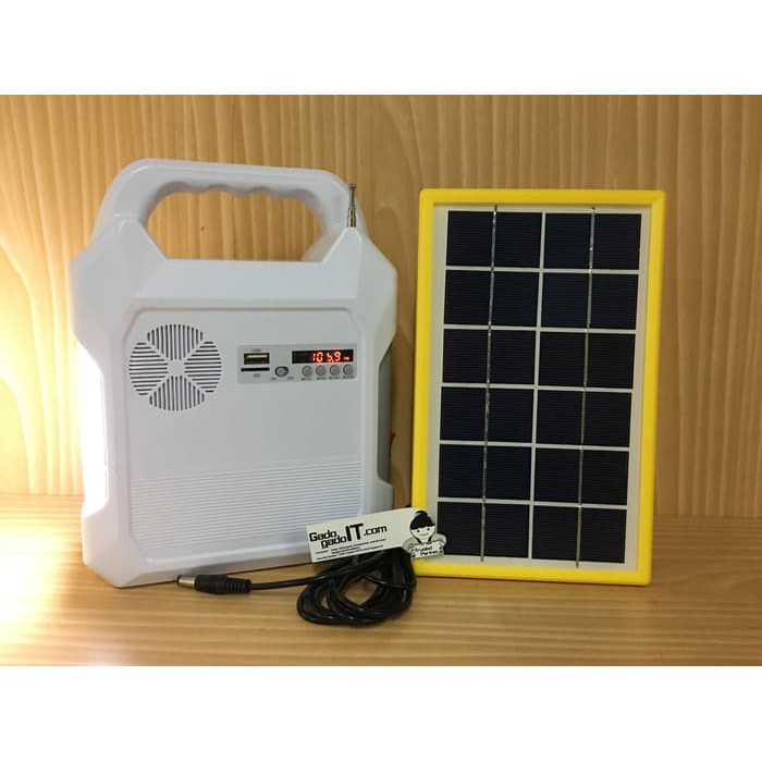 Lampu Emergency Lamp LED SURYA SPS L45 With Solar Panel Kit+USB Speaker Music Mp3,Radio+Powerbank