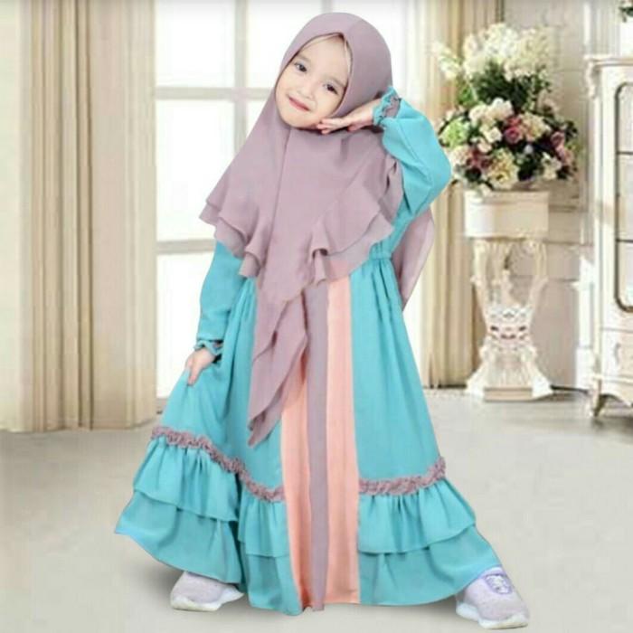 Gamis Anak Syari / Baju Dress Perempuan Kids Tazkia Kids 4-6 Thn Hq
