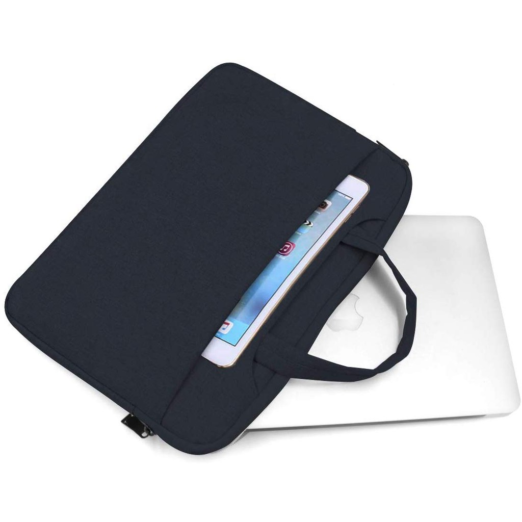 Tas Laptop 15inch Softcase Sleeve Macbook Pocket Handstrap Waterproof - Dark Blue