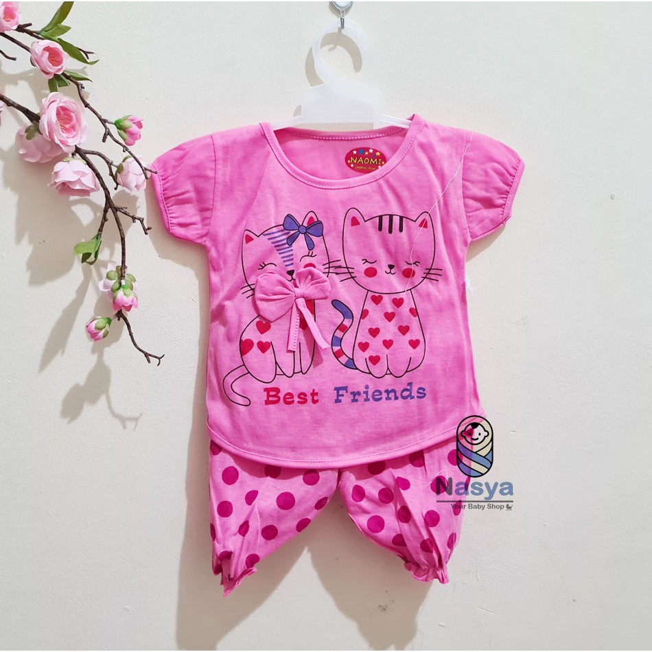 [N-016] New Arrival Setelan baju kutung dan celana pendek bayi 3-6 bulan