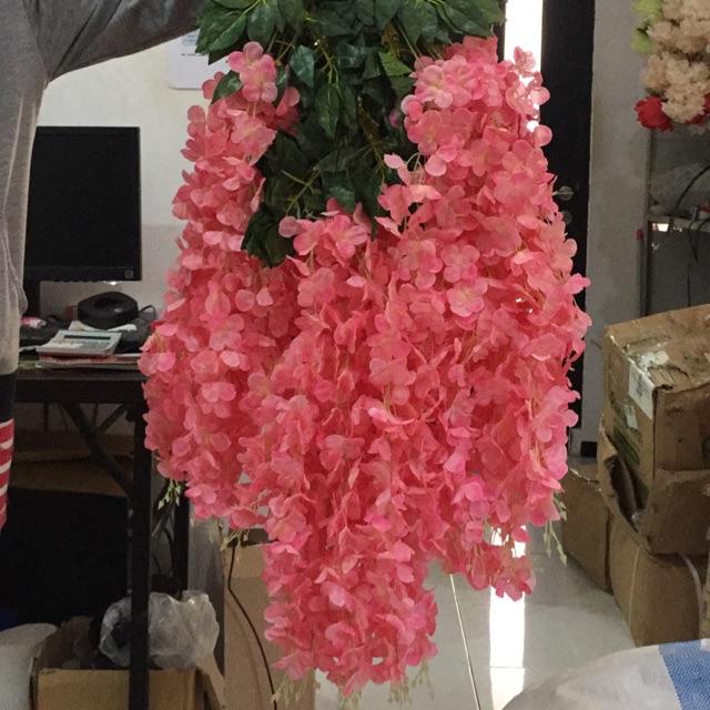 Bunga wisteria panjang/bunga plastik.bunga juntai artifisial. Bunga gantung.-Pink