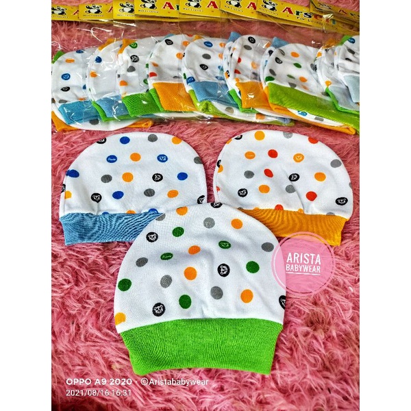 TOPI/KUPLUK BABY NEWBORN POLKADOT (PAKET 3PCS)