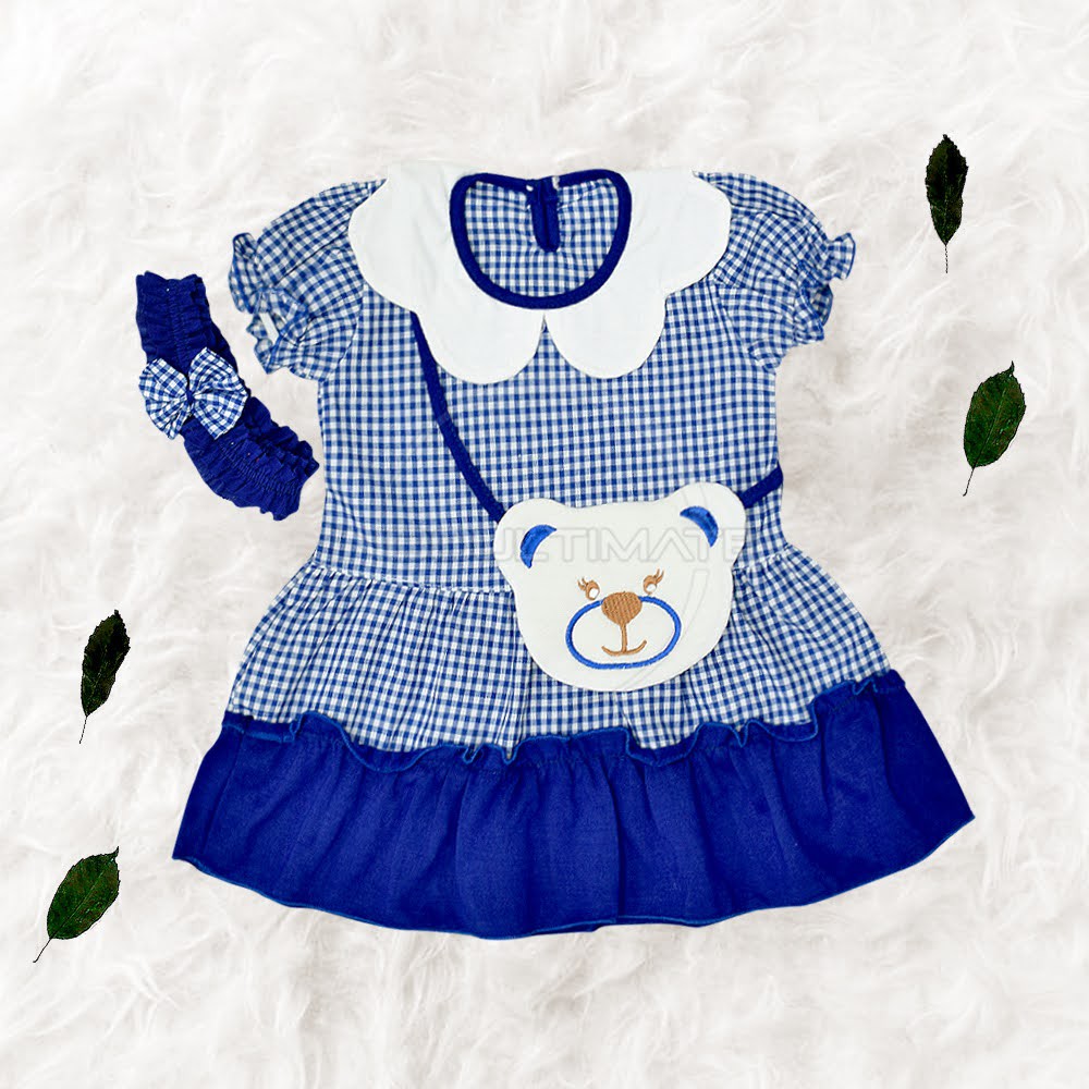 Dress Anak Bayi Dress + Bando Baju Bayi Perempuan Baju Terusan Anak Perempuan TRS-116