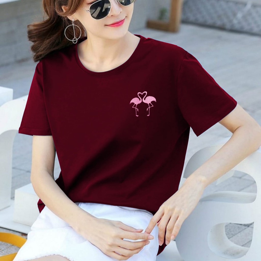 ATASAN WANITA BORDIR BAJU ATASAN FASHION T SHIRT WANITA CEWEK PEREMPUAN CANTIK BEBY TERRY KAOS OBLONG T-SHIRT WANITA