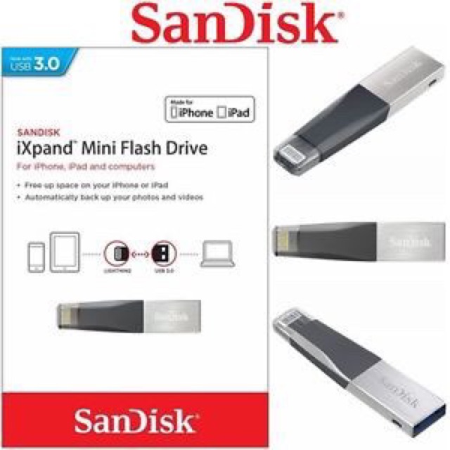 Sandisk Ixpand 32gb 64gb 128gb 256gb Mini Flash Drive Otg Lightning Usb 3.0 For Iphone - Ipad