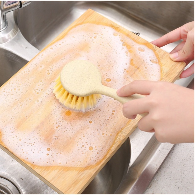 Sikat Pembersih Multifungsi / sikat pembersih dapur kuali / sikat wastafel / Sikat Gagang Panjang Bentuk Bulat SERBAGUNA Sikat Panci Pembersih Sudut Kloset WC Cuci Piring / Pencuci Peralatan Dapur / Kitchen Brush Pot Cleaning Tool Dishwashing Wood Brush