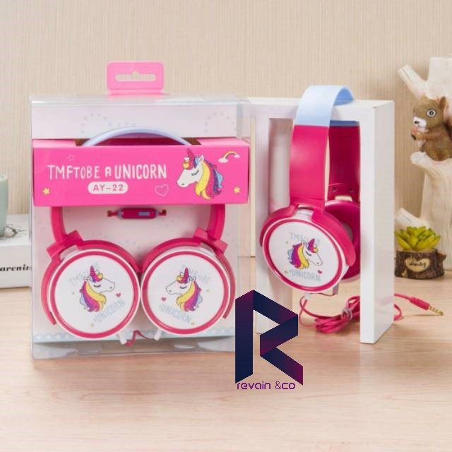 Headset Unicorn Bass Sound Plus Mic Headphone Kids Unicorn