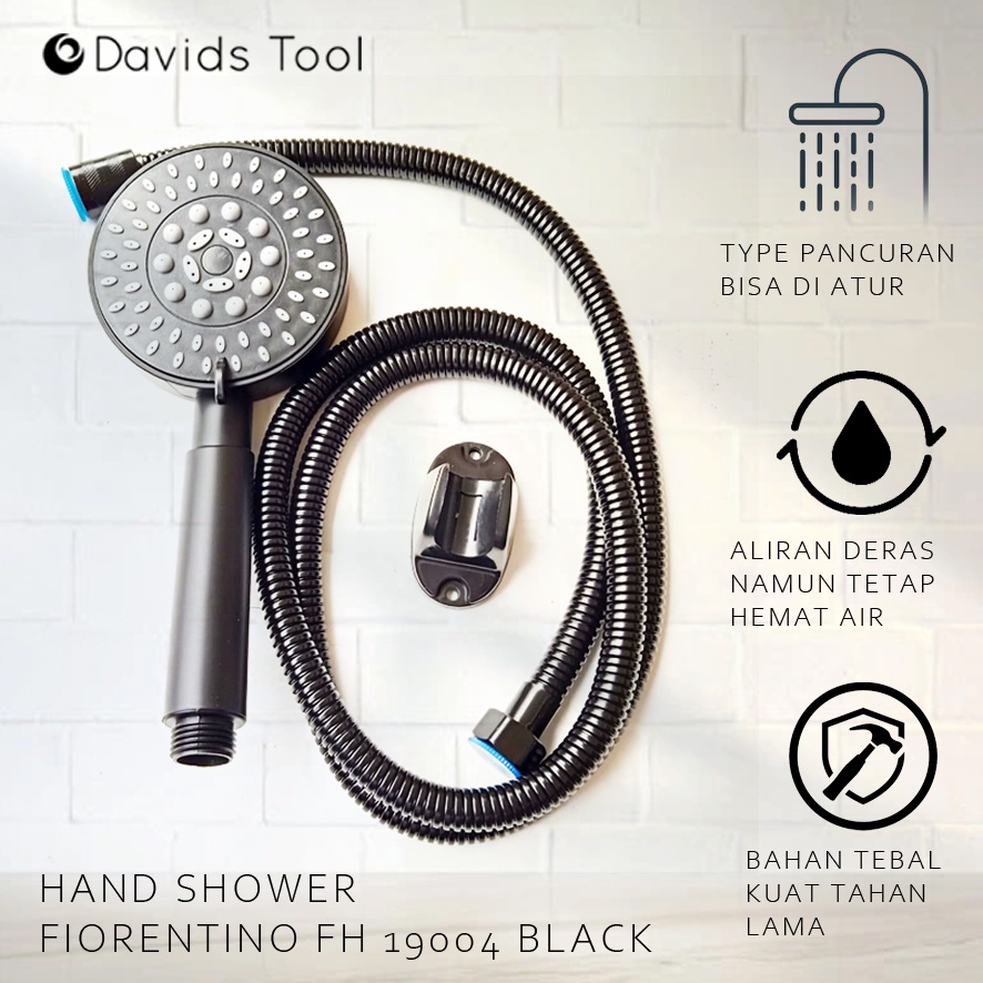 Hand Shower Kamar Mandi Kepala Sower Set Hitam Fiorentino 19004