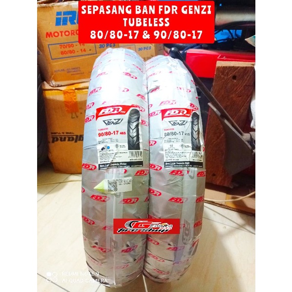 Sepasang Ban Tubeles Fdr Genzi 80/80-17 dan 90/80-17 ban montor honda supra 125 vega jupiter revo sa