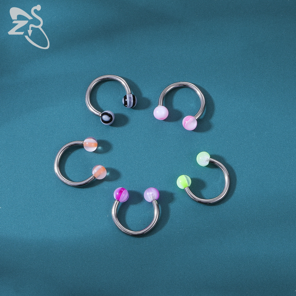 1pc Cincin Tindik Telingahidungbibir Bahan Stainless Steel 16g Desain Tapal Kuda Ukuran 8mm