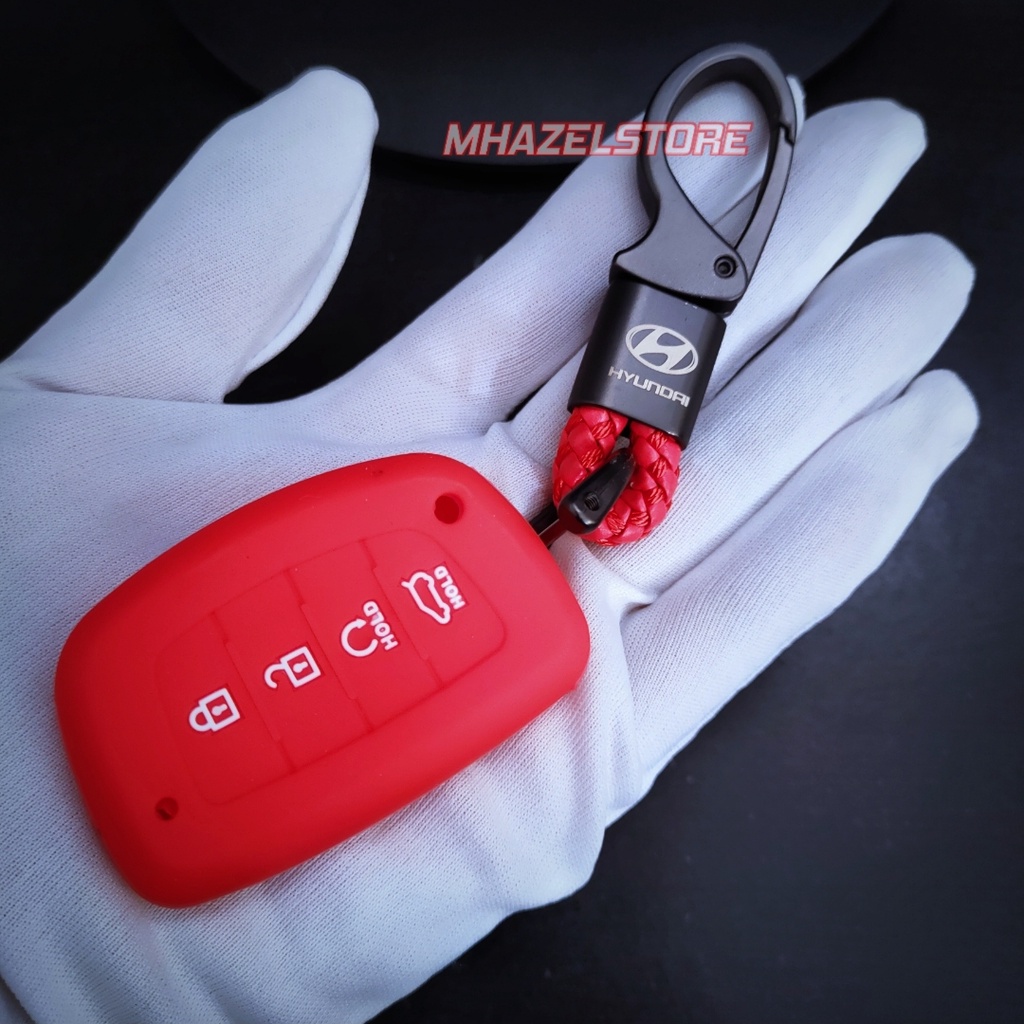 Gantungan kunci remote keyless cover casing mobil HYUNDAI CRETA HYUNDAI STARGAZER 4 TOMBOL model anyam