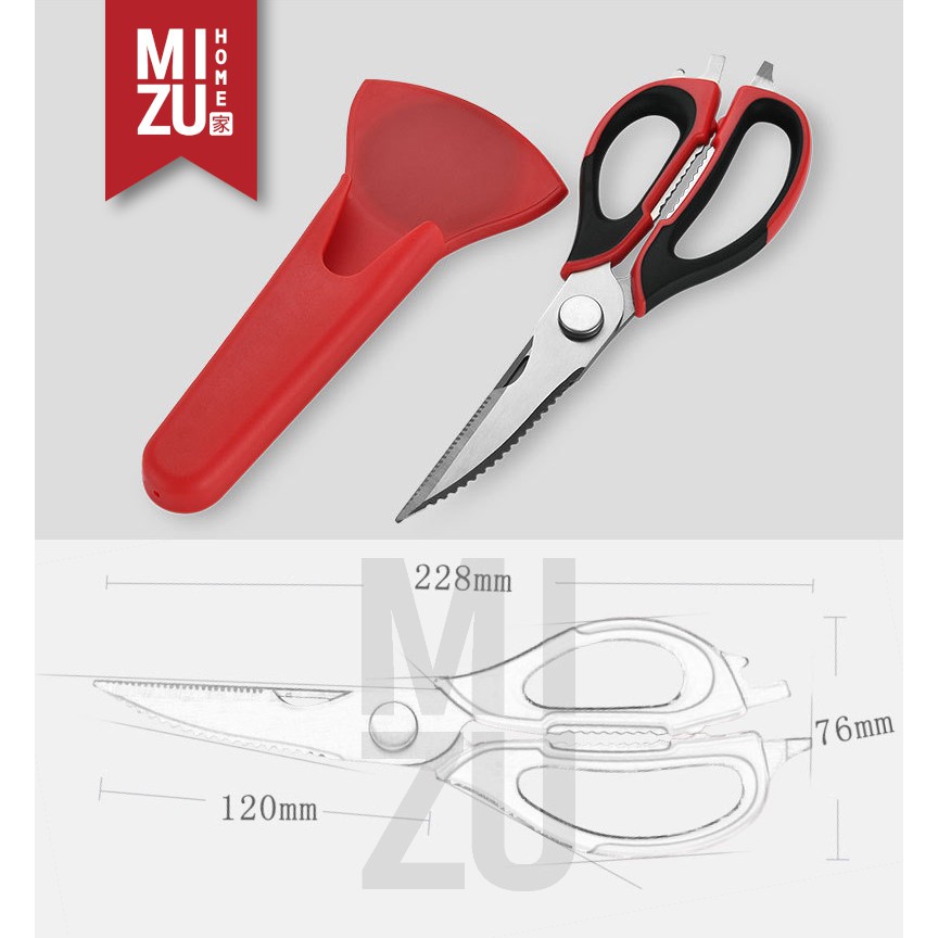 MIZU BUNRETSU Multifunction 8in1 Kitchen Scissors Gunting Dapur Stainless Steel-4