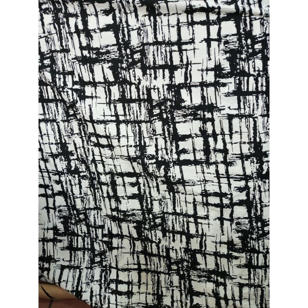 KAIN BAHAN KATUN GARMEN KUALITAS KATUN JEPANG MOTIF ABSTRAK GARIS KOTAK