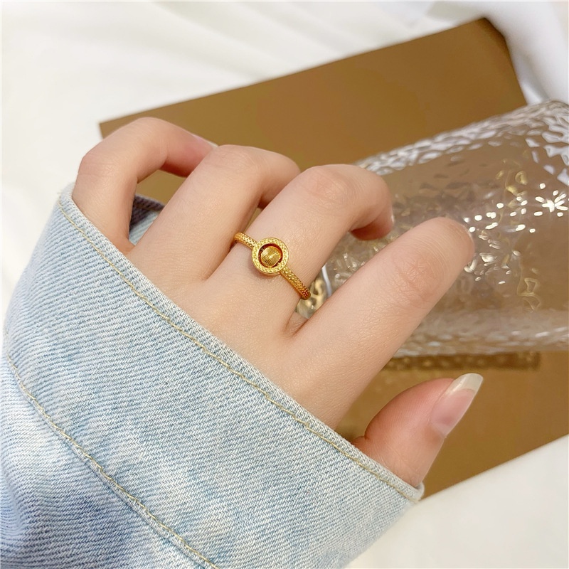 CincinWanita Emas Asli Kadar 375 Dengan Manik-Manik Keberuntungan Untuk Wanita R-22028