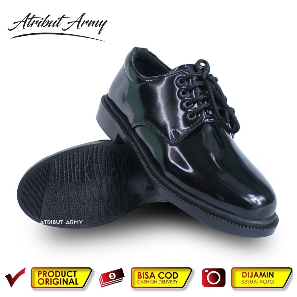 Sepatu PDH Pendek 01 TNI Dinas PDH TNI AD AL AU Pria POLRI Security Satpam Polisi Sepatu Kerja