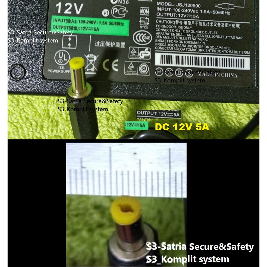 Replacemen Adaptor 12v 5A Penganti adapter 12 v 3A 3-5 advan lt-1971 LCD monitor lt1971