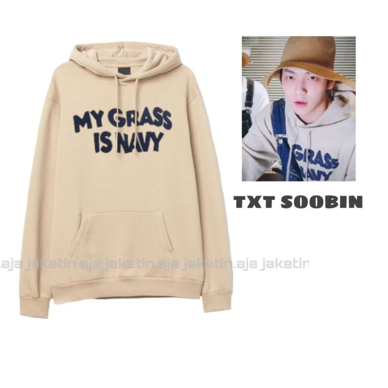 (S - 6XL) Hoodie Jumper TXT SOOBIN MY GRASS IS NAVY Jaket Korean Style Beige BIGSIZE Jumbo Oversize Unisex