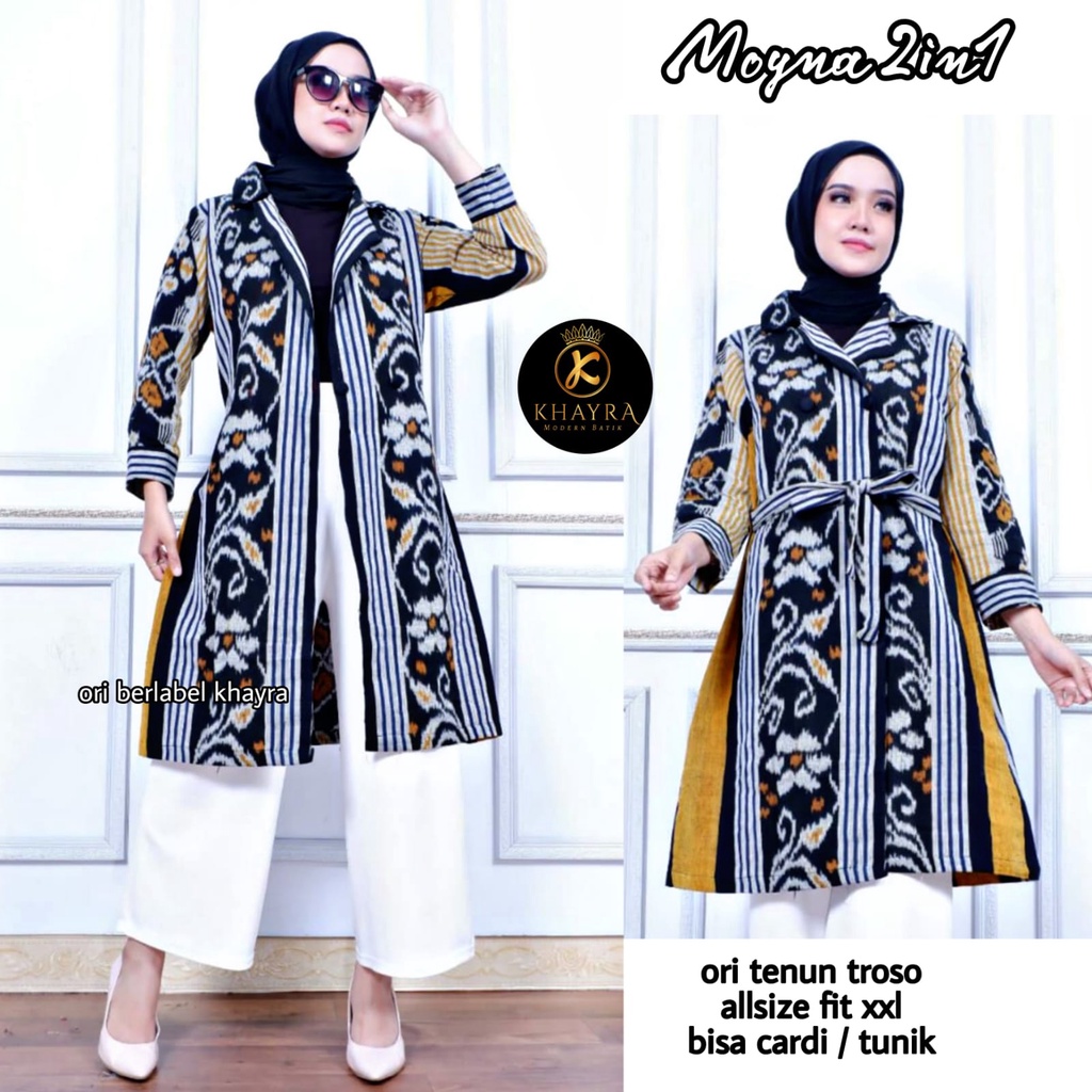 Atasan Tenun by Butik Batik Solo Bahan Tenun kode ATASAN TENUN MOYNA 2in1