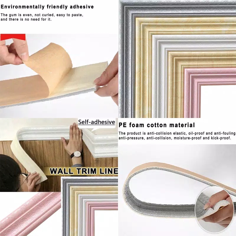 MMTOYS CM-H15 Wallpaper Dinding Kamar Border List Sticker Wall Border Stiker 3D Foam Dekorasi Rumah-8