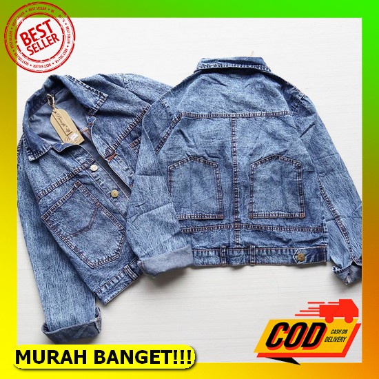 Jaket Crop Jeans Oversize Terbaru - Beriskha Jacket Jeans Oversize Import - Jaket Jeans Oversize Vin