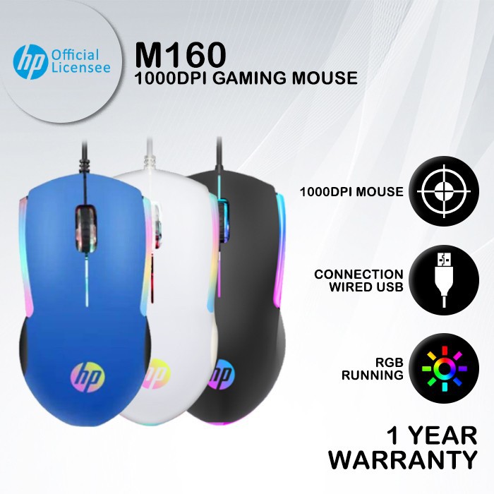 MOUSE GAMING HP M160 ORIGINAL RGB LED 1000 dpi