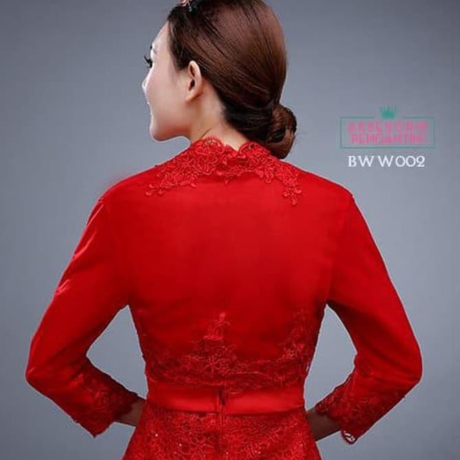 Kini Hadir Aksesoris Bolero Pesta Wedding Lengan Panjang Merah Pengantin -Bww 002