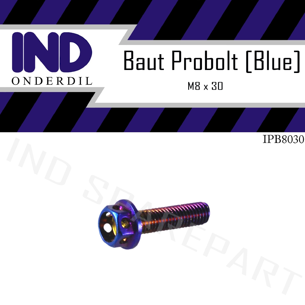 Baut-Baud-Bolt Probolt Biru-Blue M8x30-8x30-8 x 30-Drat 12 x 30-12x30