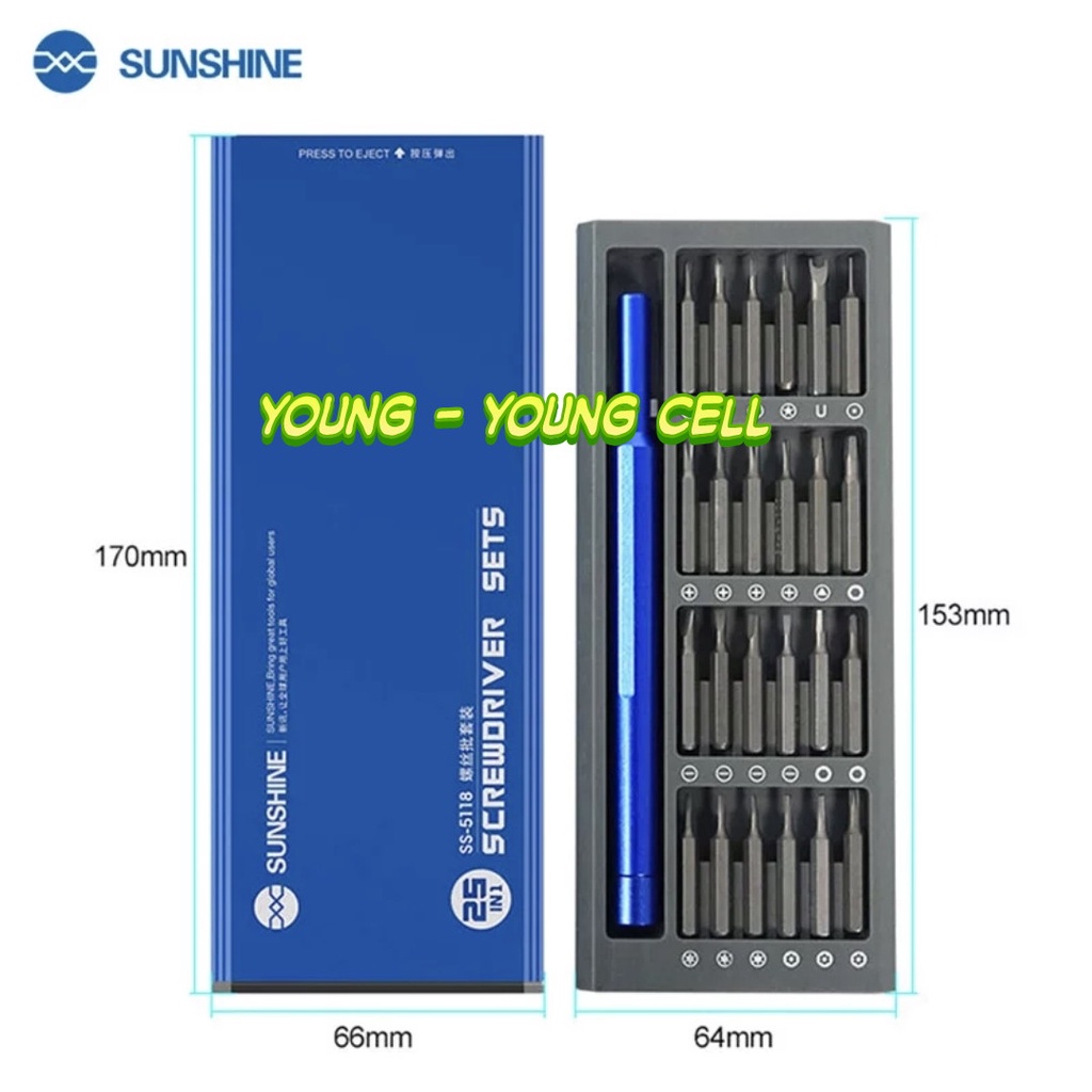 OBENG SET MAGNET 25 IN 1 SUNSHINE SS-5118 / ALAT SERVIS SERVICE HP LENGKAP TERLENGKAP TERMURAH