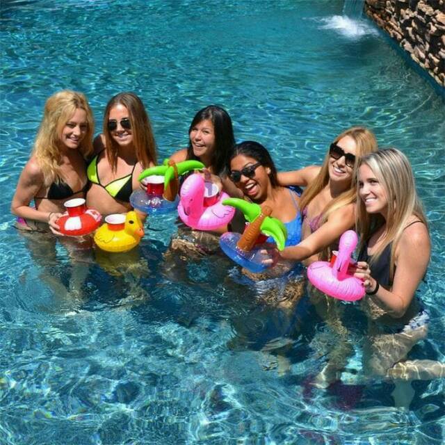 floaties Pelampung gelas Cup holder flamingo nenas Coconut tree DONUT