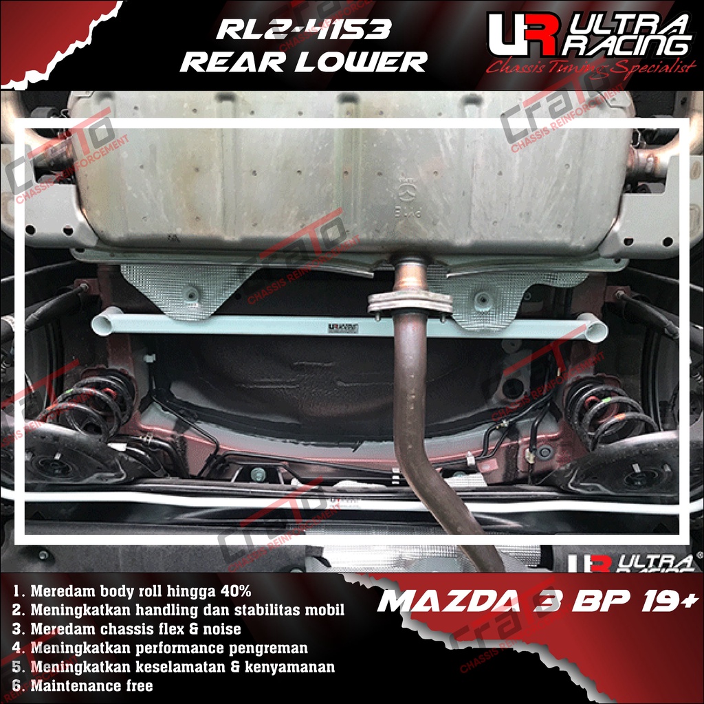 Aksesoris Stabiliser ULTRA RACING Safety Bar - Rear Lower Bar 2 Points - Mazda 3 BP CX30 19+ - RL2-4