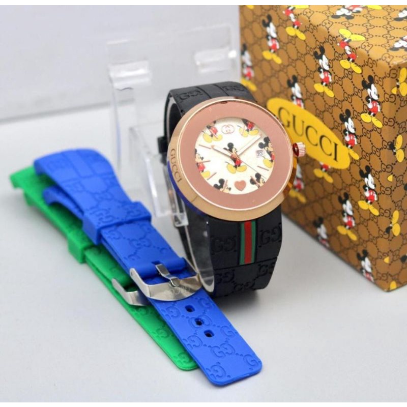 Jam Tangan Pria Wanita Rubber Strap Cadangan Box dan Baterai Cadangan Rubber