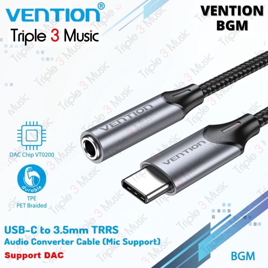 VENTION BGM Kabel USB C to 3.5mm Aux Converter Smartphone Android