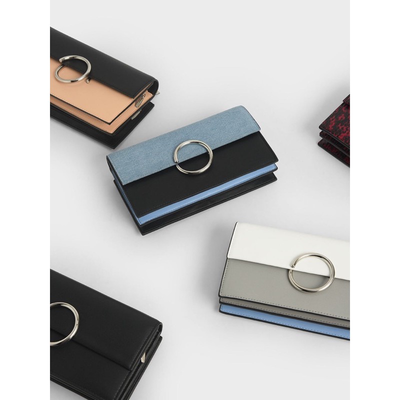 Two-Tone Ring Detail Long Wallet