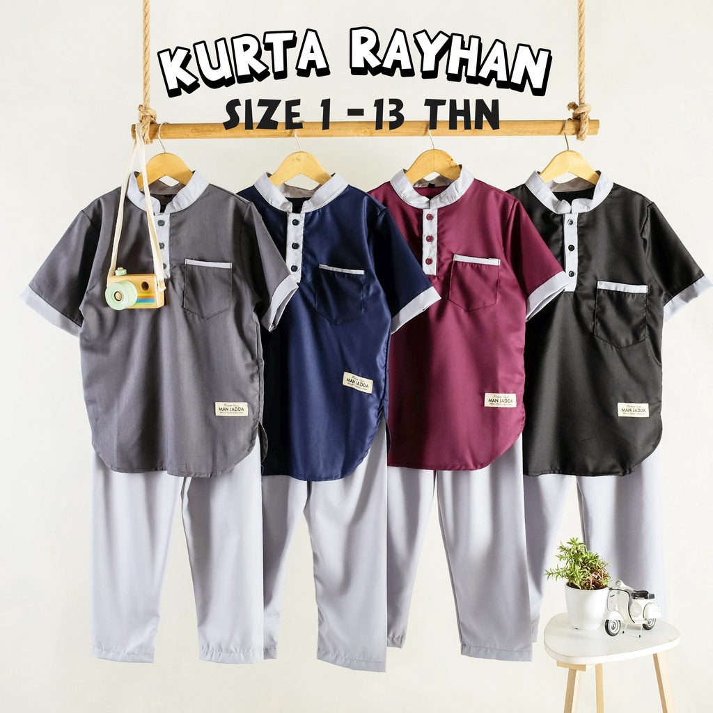 PROMO 11 - 11 SALE - MAN JADDA - Setelan Koko Kurta Anak 2-13 Tahun Baju dan Celana Koko Kurta Anak Toyobo Bahan Katun Toyobo