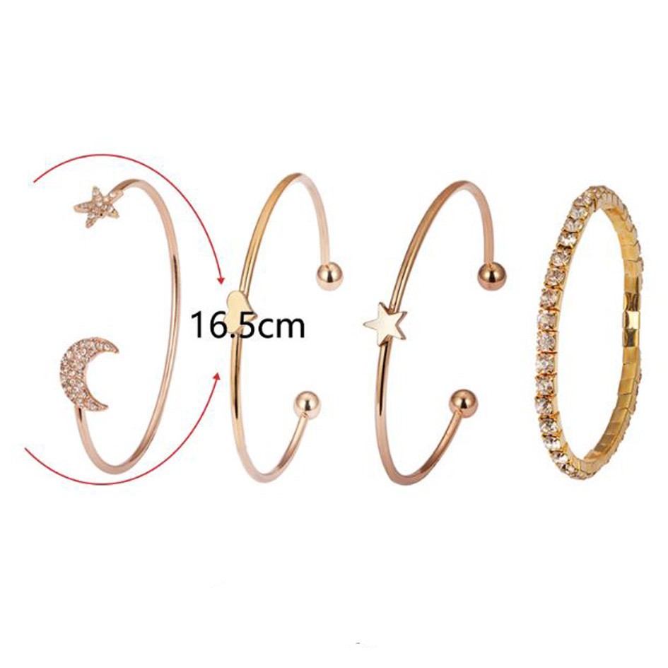 OILA gelang fashion set 4 pcs star moon love set bracelets (3E3,2E3) jge081