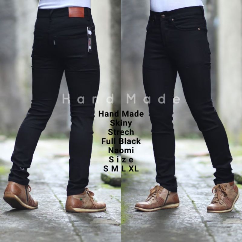 Celana Jeans Pria Naomi Hitam Size 28-38 Big Size Original Handmade