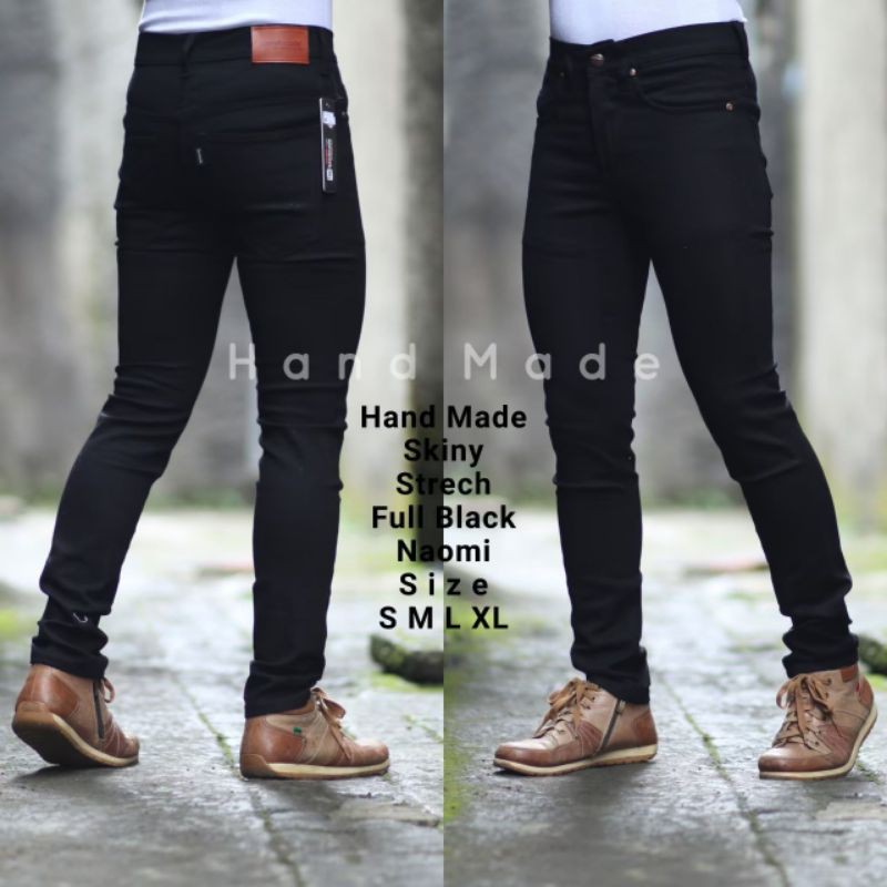 Celana Jeans Pria Naomi Hitam Size 28-38 Big Size Original Handmade