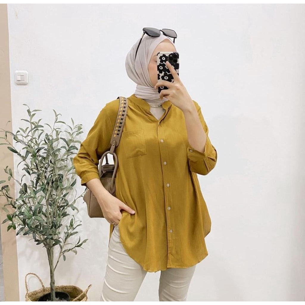 Kemeja Crincle/ Kemeja Lozzy Crincle / Daily Blouse Basic/ Kemeja Atasan