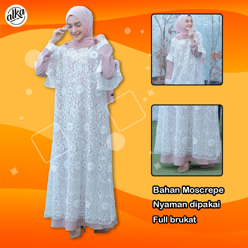 baju gamis maxi dress  kondangan pesta muslim wanita terbaru 2022