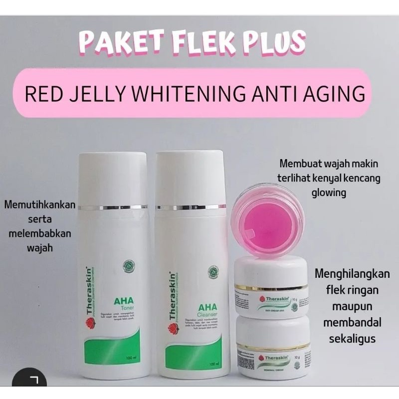THERASKIN PAKET FLEK BPOM + SKINNOVA RED JELLY WHITENING BPOM.