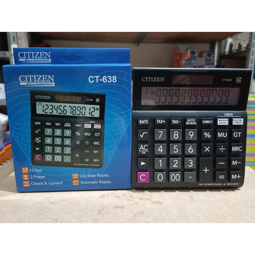 KALKULATOR CITIZEN CT 638 - 12 DIGIT - TAX CALCULATION - CHECK AND CORRECT