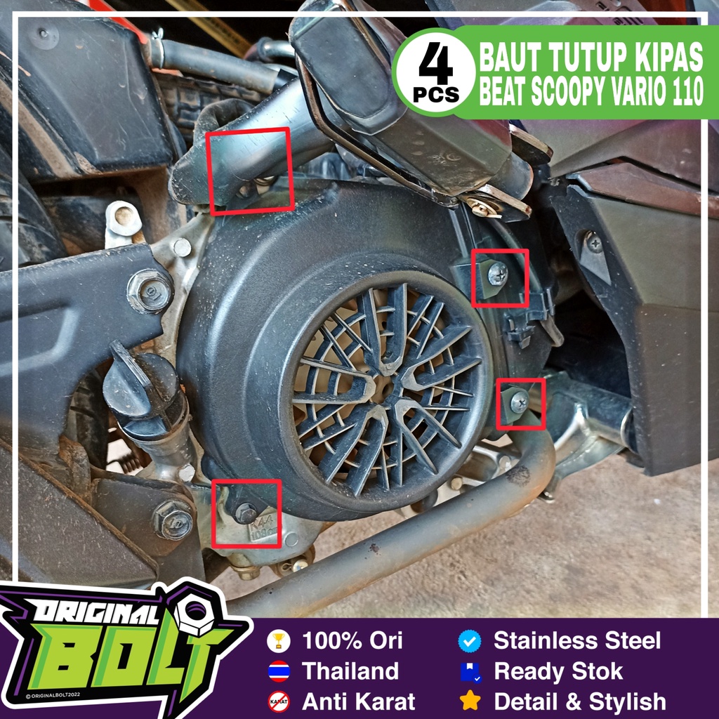 Baut Tutup Kipas Probolt HENG THAILAND Honda Scoopy Beat Vario 110 Karbu Fi Esp