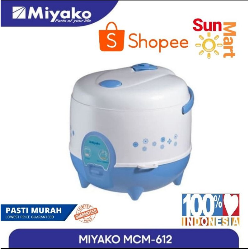 Magic Com Miyako 612 MCM-612 Biru putih 1.2 Liter