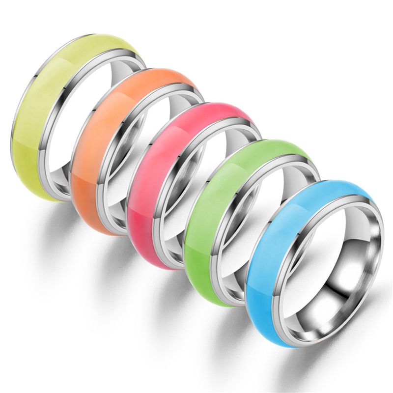 Cincin Luminous Bahan Stainless Steel Untuk Pria Dan Wanita