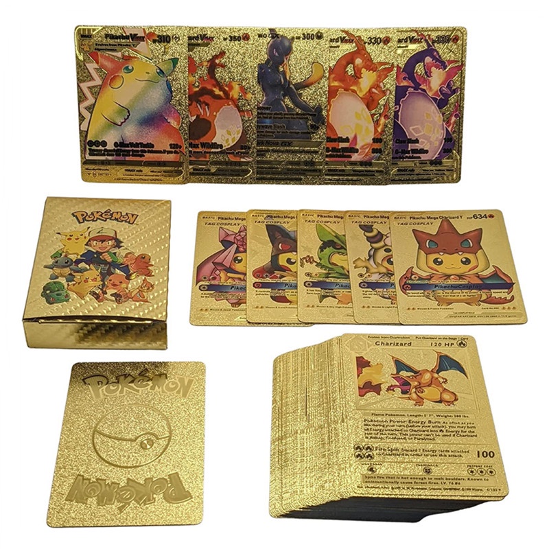 54pcs / 36 / 18PCS Kartu Pokemon Black Gold Silver Pok Mon Charizard Versi Inggris Untuk Koleksi Anak