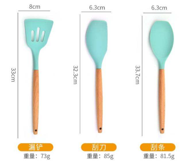 SIlicone Utensil Set BPA Free Import 13Pcs Spatula Silicone + Wadah + Alas Sendok