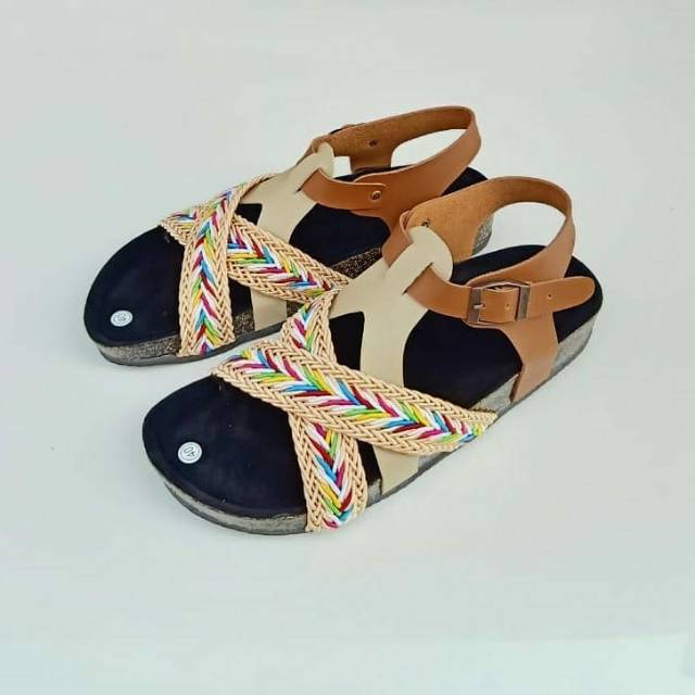 Sandal wanita tali  kulit asli bohemian sandal ibu