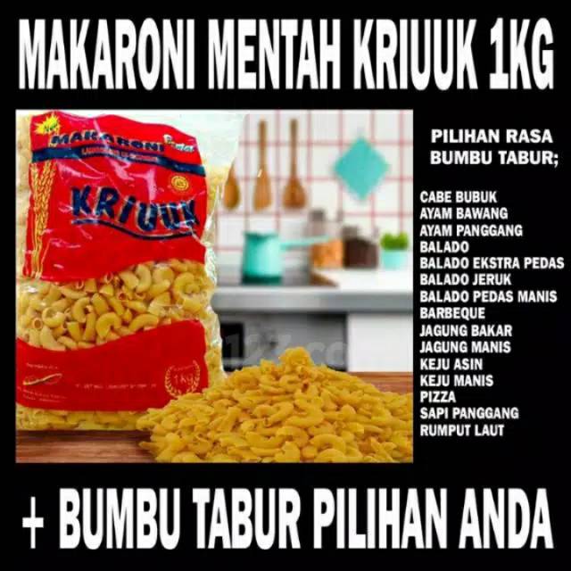 

Makaroni mentah kriuuuk 1kg+Bumbu tabur 100gr