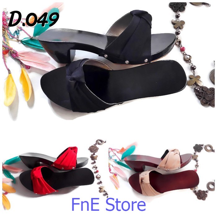 D.049 Kelom geulis / Sendal Kelom Kekinian / Sandal Kayu Wanita / Selop Wanita hak 5 cm